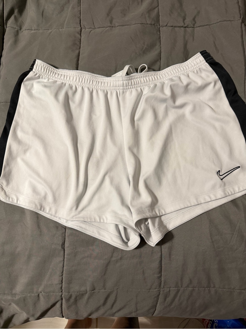 Nike Women’s White Athletic Shorts with Black Side Panels